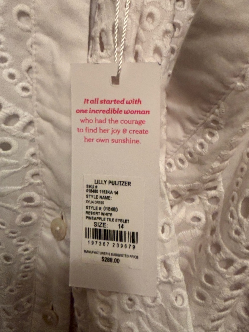 Lilly Pulitzer White Eyelet Puff-Sleeve Tie Mini Dress - Picture 6 of 8
